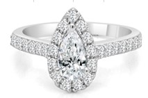 .25ctr .58dtw 14k Wg Pear Shape Halo Diamond Ring G-i Si1-i1