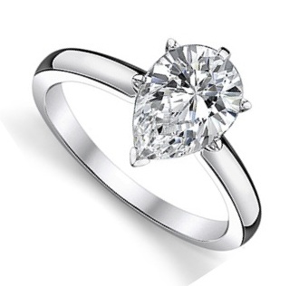 1.01ct 14kt Wg Pear Shape Diamond Solitaire Ring 
K Si1