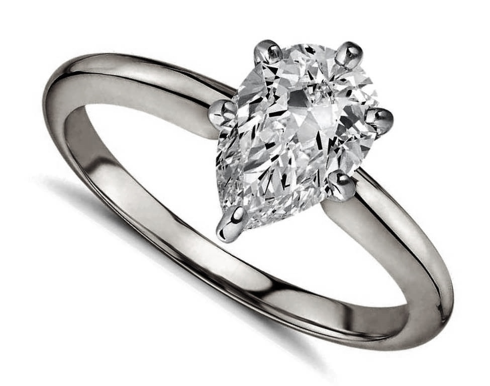 .27ct 14kt Wg Pear Shape Diamond Solitaire Ring 
H Si2