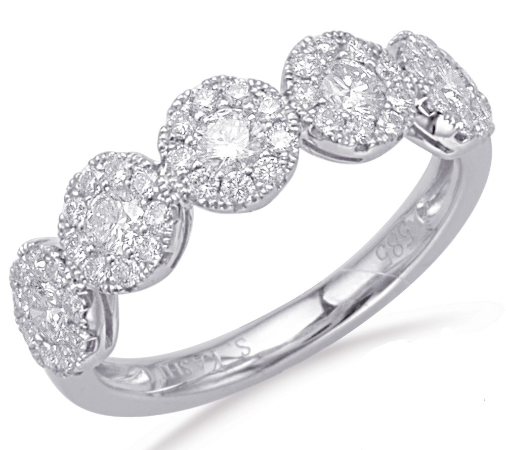 .81cttw 14kt Wg Five-stone Style Diamond Halo Band G-i Vs1-si1 itemprop=
