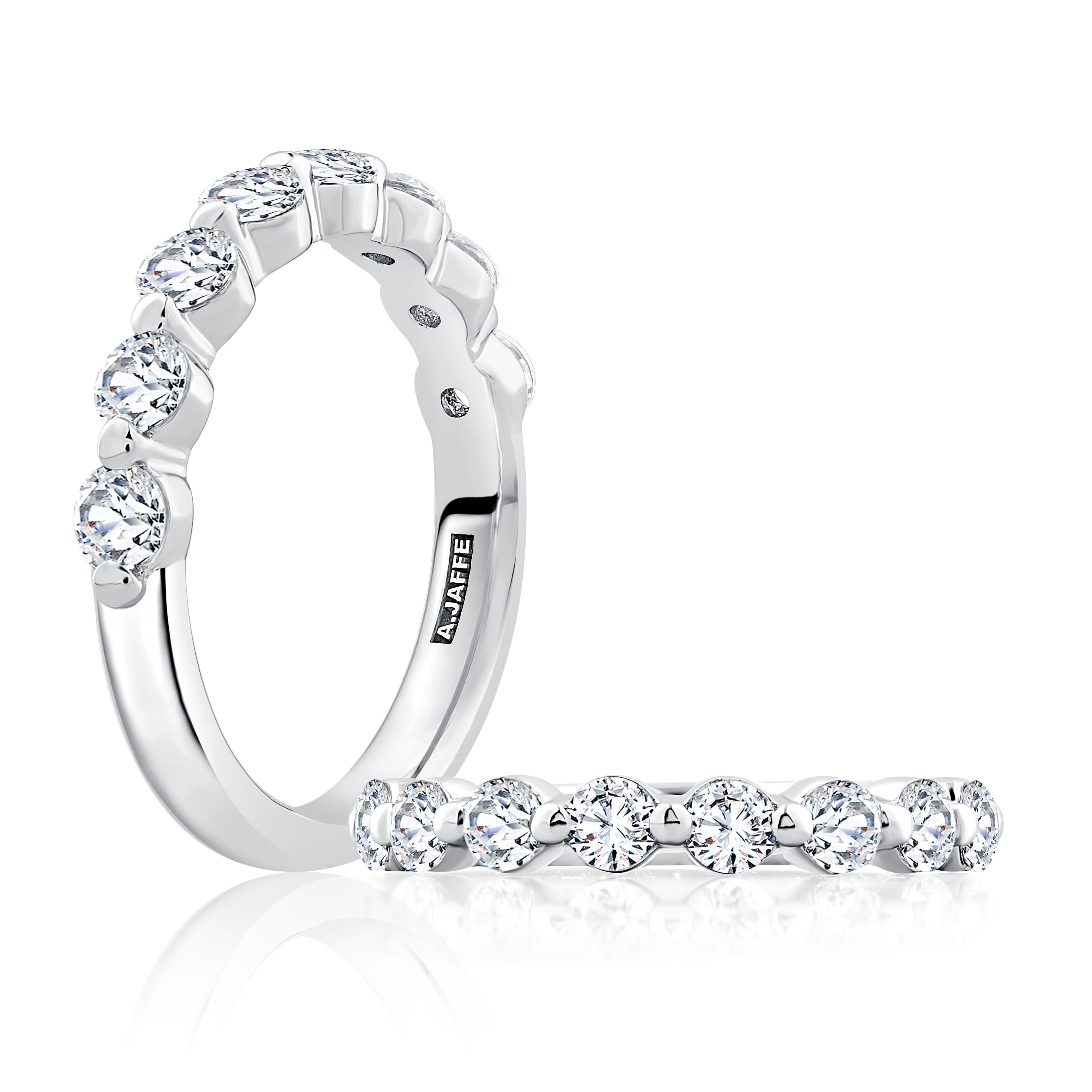 A. Jaffe No Sz .80cttw 18kt Wg Round Diamond Shared-prong Wedding Band G-h Vs1-vs2 itemprop=