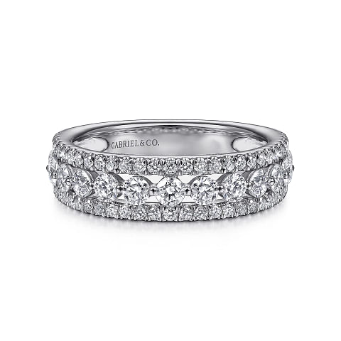 G&c 1.08cttw 14kt Wg 3 Row Diamond Anniversary Band G-i Vs1-si1 Serial #s1897127 itemprop=