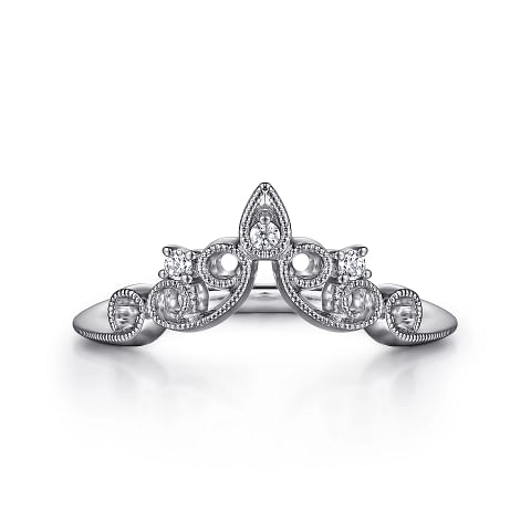 G&c .06cttw 14kt Wg Curved Filigree Diamond Anniversary Band H-i Vs1-vs2 Serial #s1897525