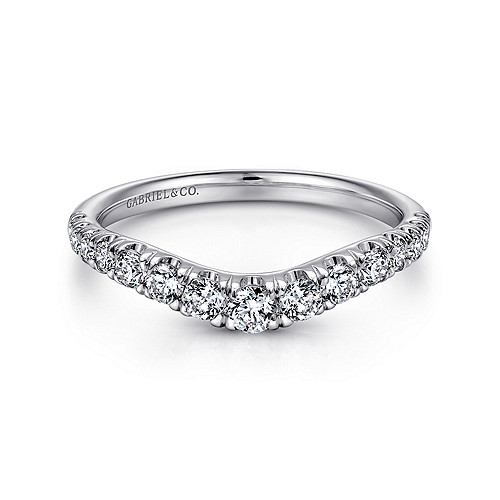 G&c .50cttw 14kt Wg Curved French Pave Diamond Band G-i Vs1-vs2 Serial #s1965503