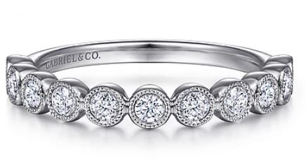 G&c .39ctw 14k Wg Milgrain Bezel Dia Stackable Band Style Ring G-i Vs1-si2 Serial #s1965532
