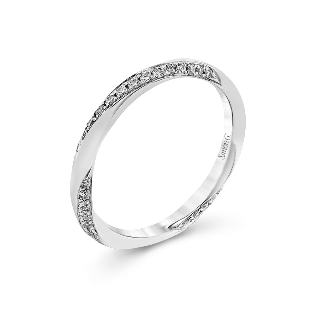 White Gold High Polish Diamond Twisted Wedding Band