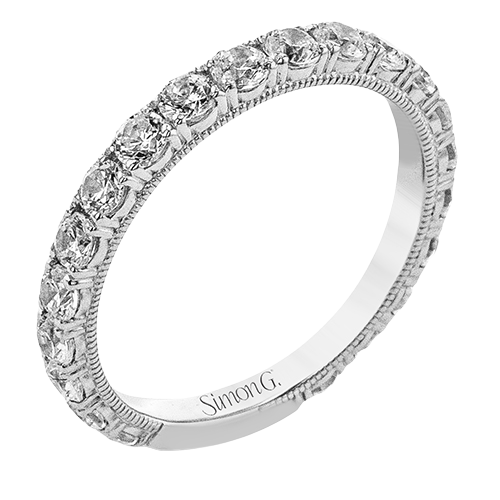 Straight Diamond Band Ring With Milgrain Accents