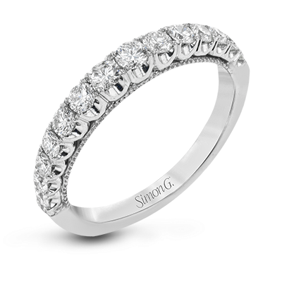 Straight Diamond Wedding Band With Milgrain Accents