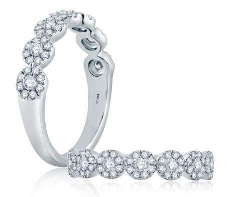 A. Jaffe .46ctw 18k Wg 7-stone Style Halo Diamond Band G-i Vs1-vs2 itemprop=