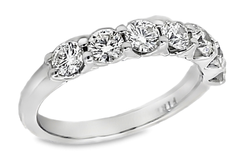 Fire & Ice 1.05cttw 18kt Wg 7-stone Band Style Dia Ring G-i Vs1-si2 itemprop=