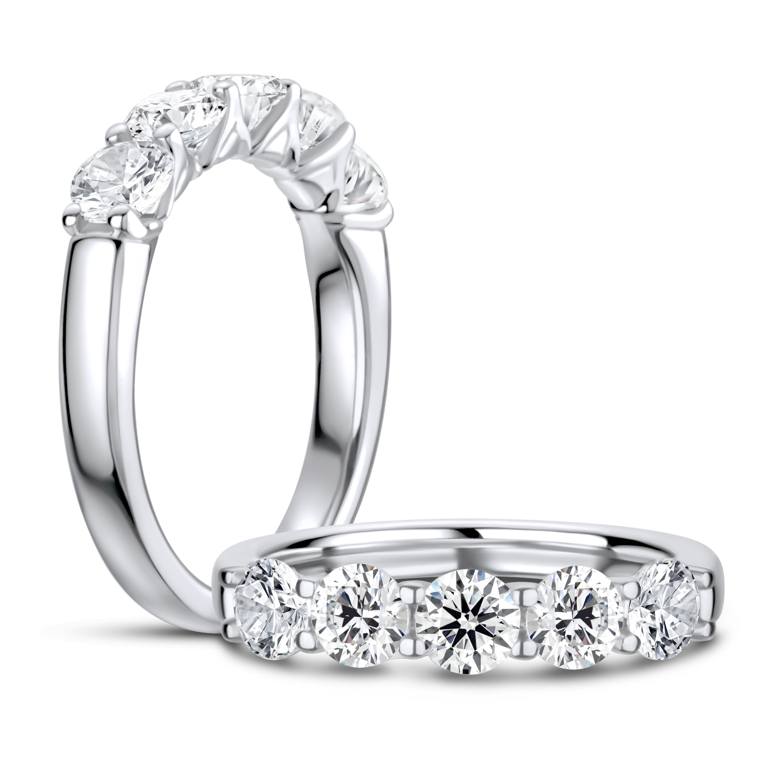 Fire & Ice 1.00cttw 18k Wg Five-stone Dia Band Style Ring H-j Vs2-si2 itemprop=