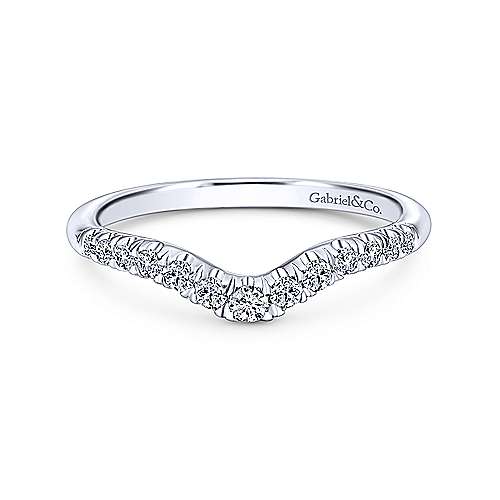 G&c .25cttw 14kt Wg Curved Diamond 'v' Band Style Ring Serial #s2051245 F-h Vs1-si1