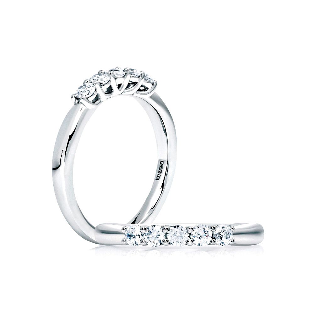 A. Jaffe .50ctw 18k Wg 5-stone Prong Set Dia Wedding Band G-h Vs1-si1