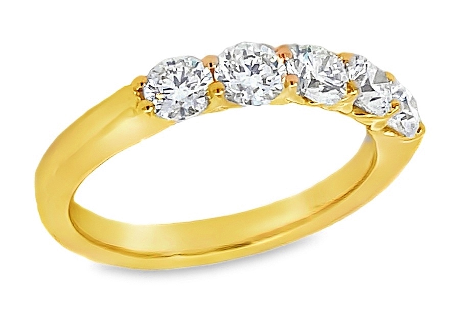 Fire & Ice 1.00cttw 18kt Yg 5-stone Diamond Band Style Ring H-i Vs1-si1 itemprop=