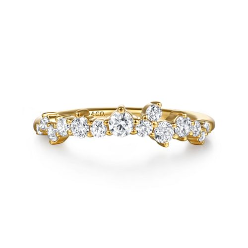 G&c .49cttw 14kt Yg Curved Round Dia Wedding Band Serial#s2083011 G-i Vs1-vs2 itemprop=
