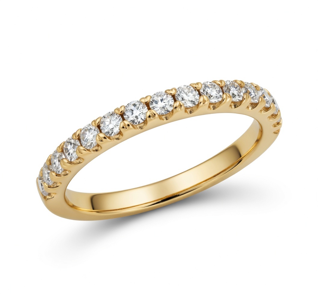 14k Yellow Gold .23 Ctw Prong Set Round Diamond Anniversary Band