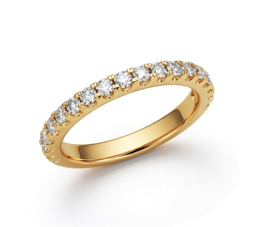 14k Yellow Gold .23 Ctw Prong Set Round Diamond Anniversary Band