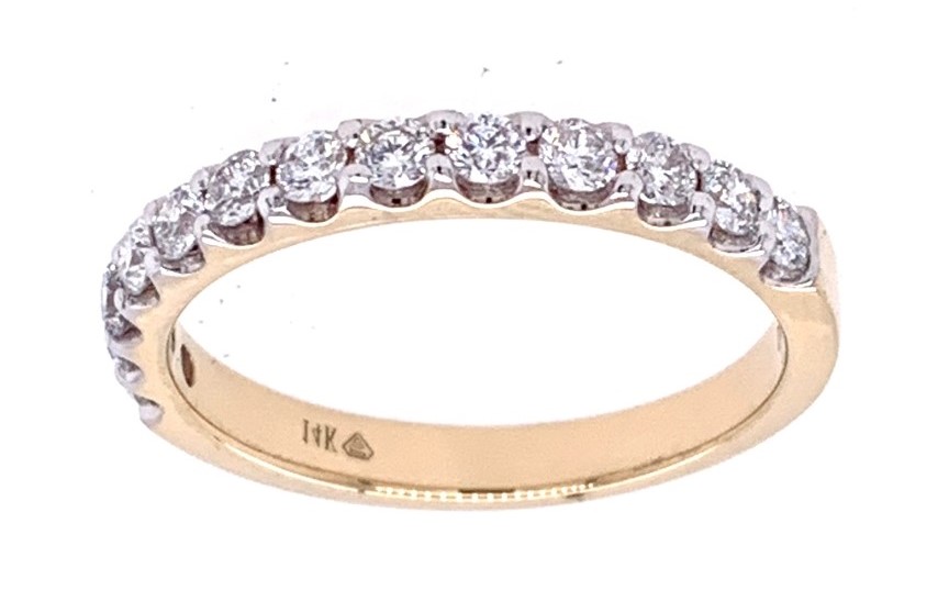 14k Yellow Gold .50 Ctw Prong Set Round Diamond Anniversary Band itemprop=