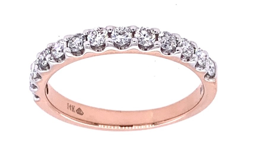 14k Rose Gold .51 Ctw Prong Set Round Diamond Anniversary Band