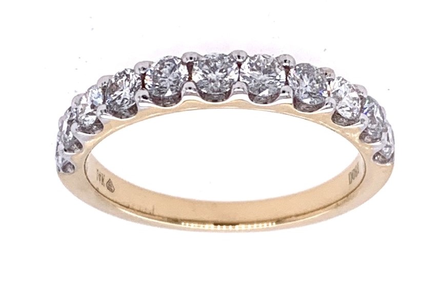 14k Yellow Gold .81 Ctw Prong Set Round Diamond Anniversary Band itemprop=