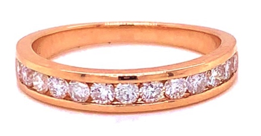 14k Rose Gold .50 Ctw Channel Set Round Diamond Anniversary Band itemprop=
