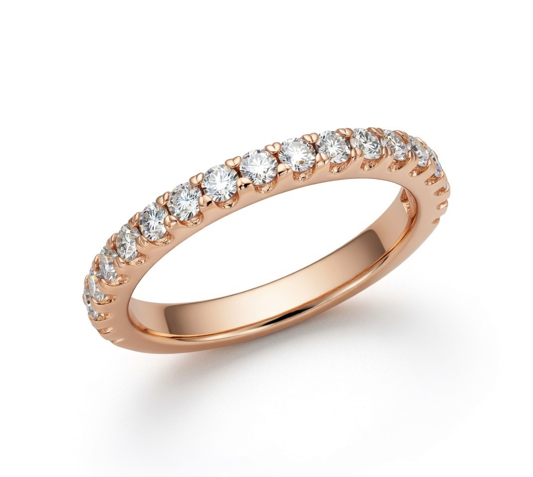14k Rose Gold .24 Ctw Prong Set Round Diamond Anniversary Band