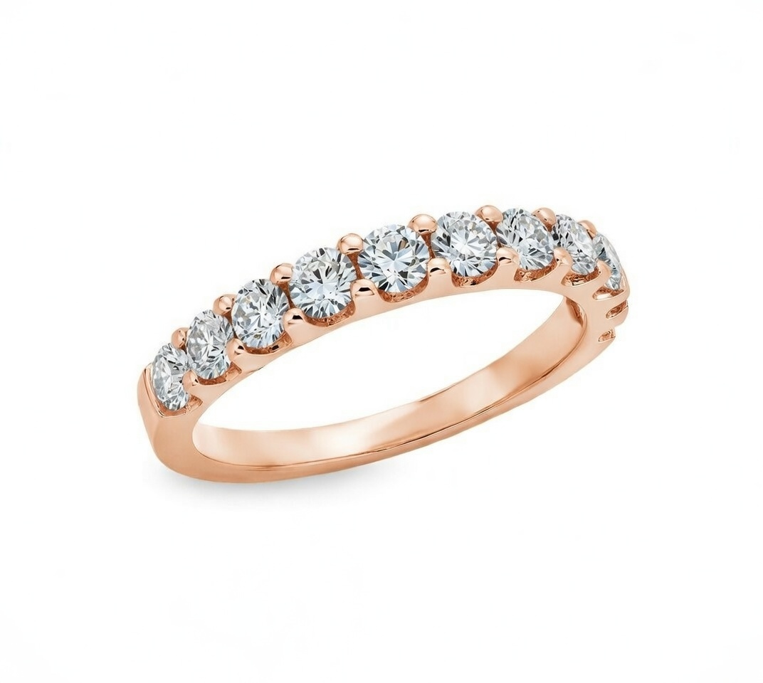 14k Rose Gold .36 Ctw Prong Set Round Diamond Anniversary Band