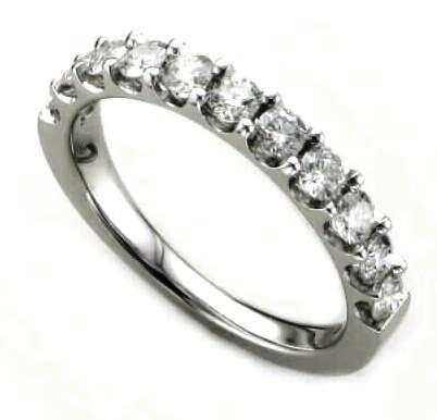 14k White Gold 1.00 Ctw Prong Set Round Diamond Anniversary Band itemprop=