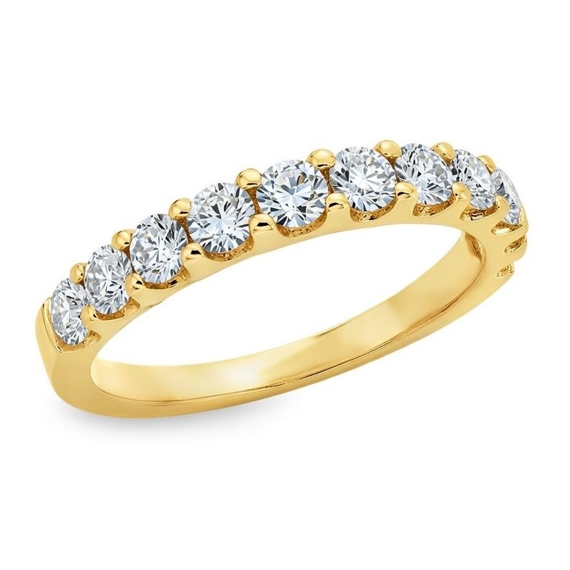 14k Yellow Gold 1.00 Ctw Prong Set Round Diamond Anniversary Band itemprop=