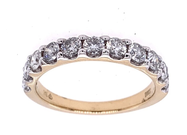 14k Yellow Gold 1.00 Ctw Prong Set Round Diamond Anniversary Band itemprop=