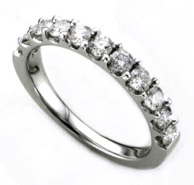 14k White Gold .80 Ctw Prong Set Round Diamond Anniversary Band itemprop=