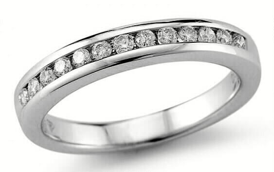 14k White Gold .49 Ctw Channel Set Round Diamond Anniversary Band