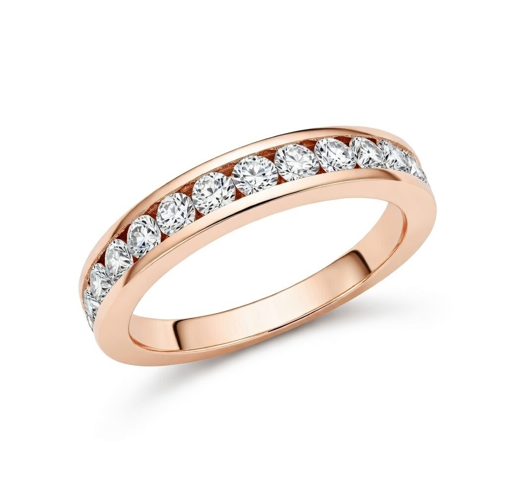 14k Rose Gold .23 Ctw Channel Set Round Diamond Anniversary Band
