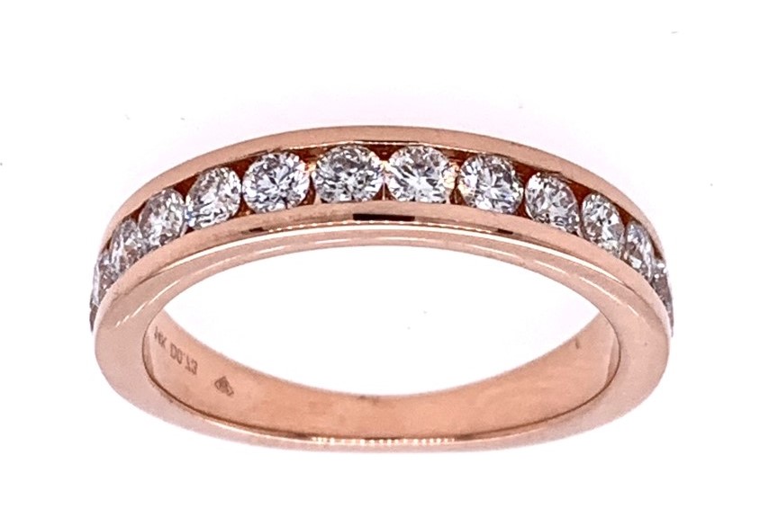 14k Rose Gold .75 Ctw Channel Set Round Diamond Anniversary Band