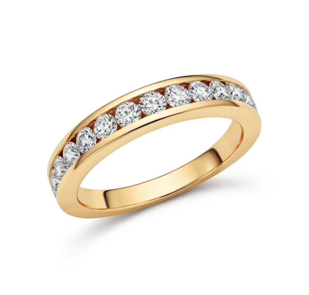 14k Yellow Gold .31 Ctw Channel Set Round Diamond Anniversary Band itemprop=