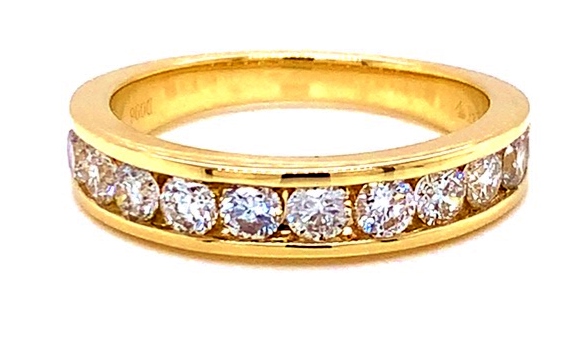 14k Yellow Gold 1 Ctw Channel Set Round Diamond Anniversary Band itemprop=