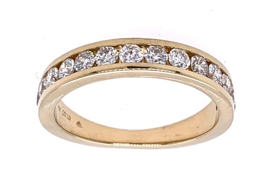 14k Yellow Gold .75 Ctw Channel Set Round Diamond Anniversary Band