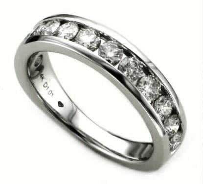 14k White Gold 1 Ctw Channel Set Round Diamond Anniversary Band itemprop=