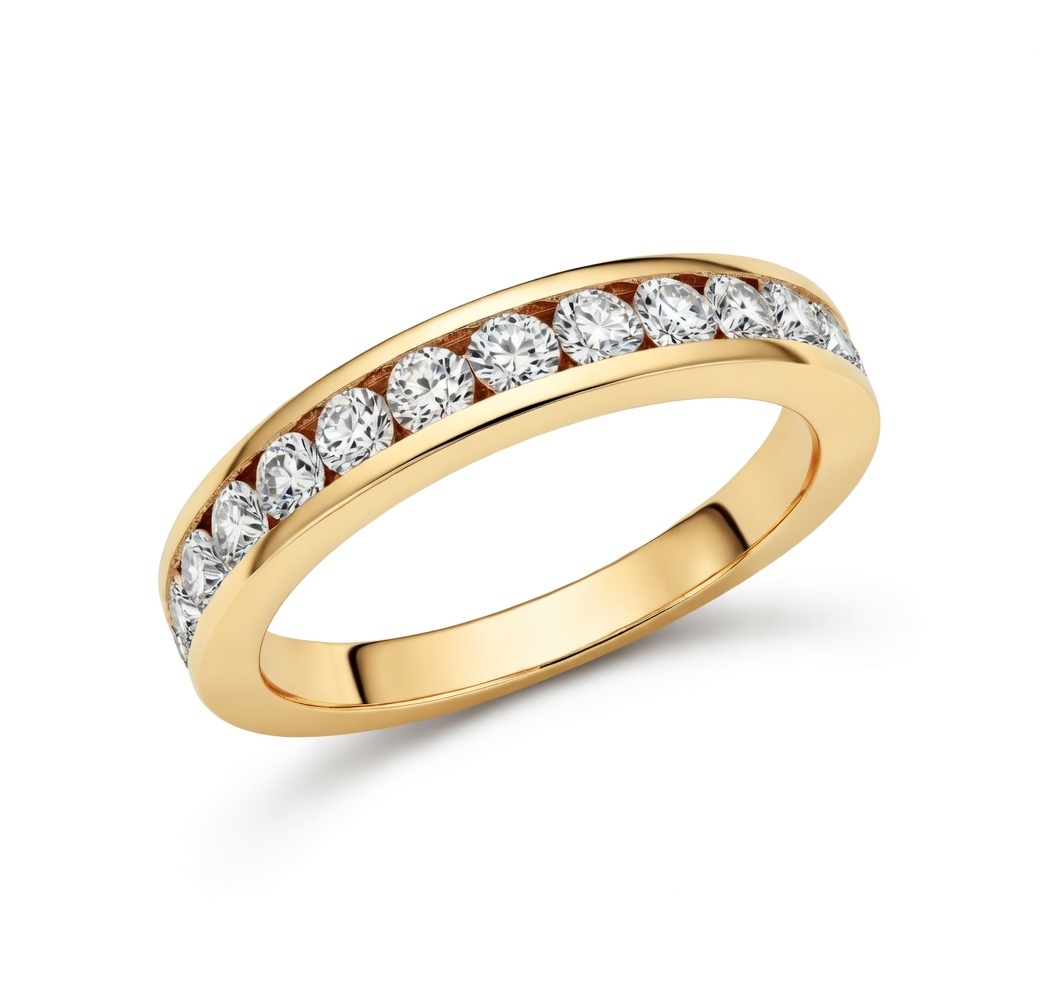 14k Yellow Gold .50 Ctw Channel Set Round Diamond Anniversary Band itemprop=