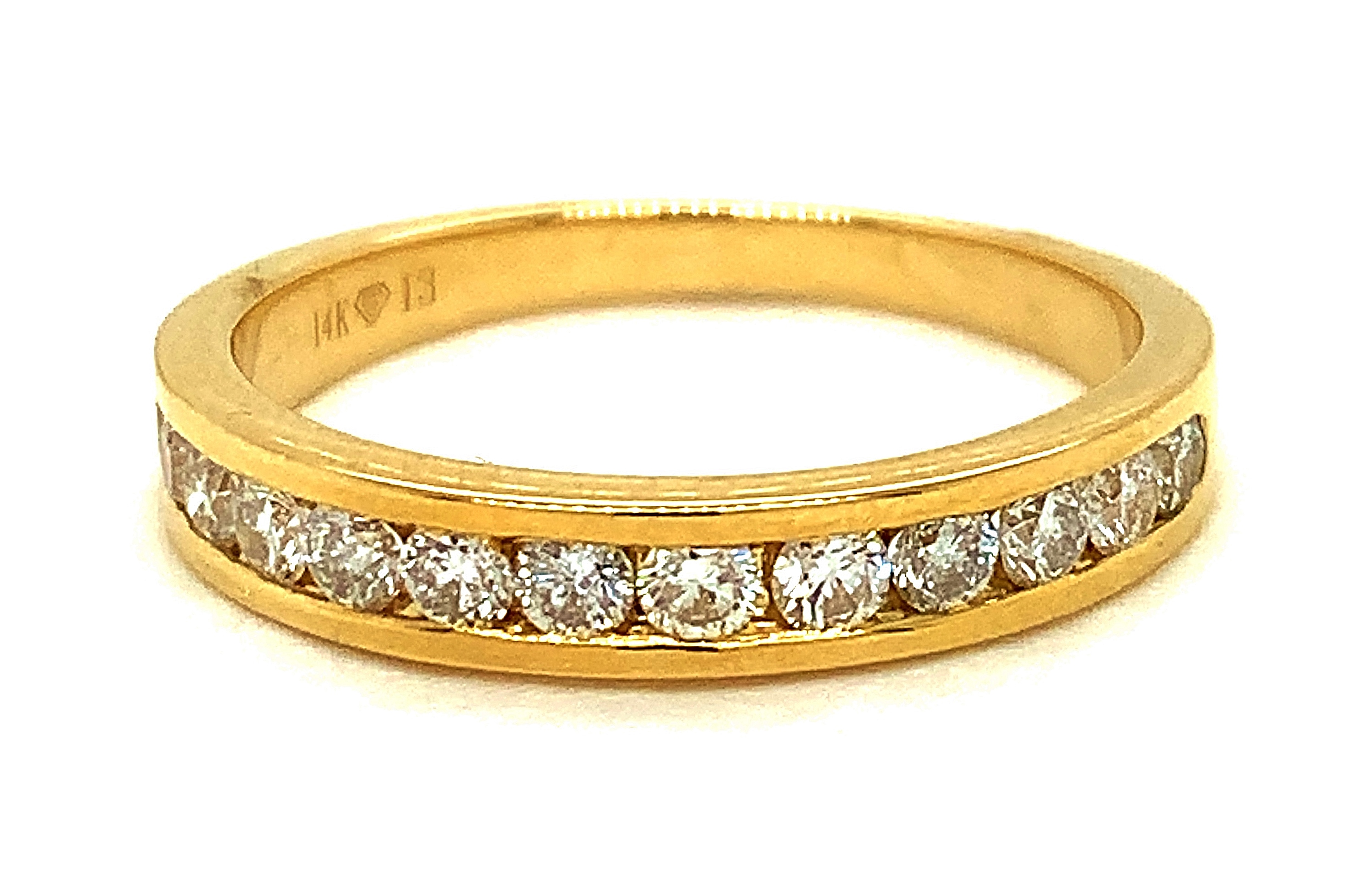 14k Yellow Gold .50 Ctw Channel Set Round Diamond Anniversary Band itemprop=