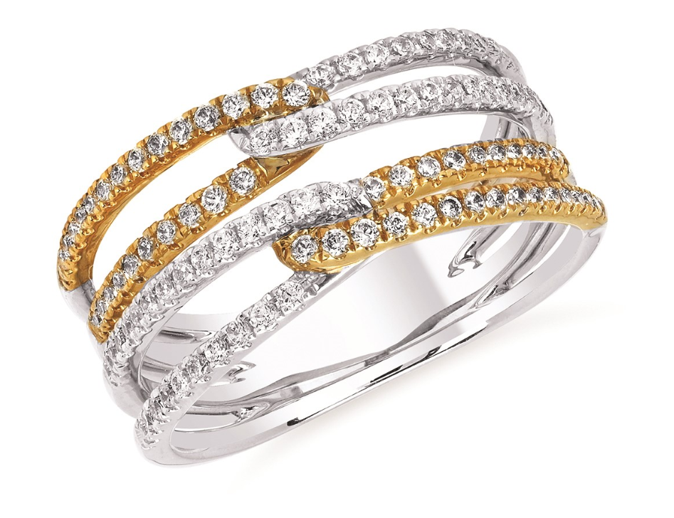 14k Two Tone Interlocking Stacked Diamond Ring .50 Ctw