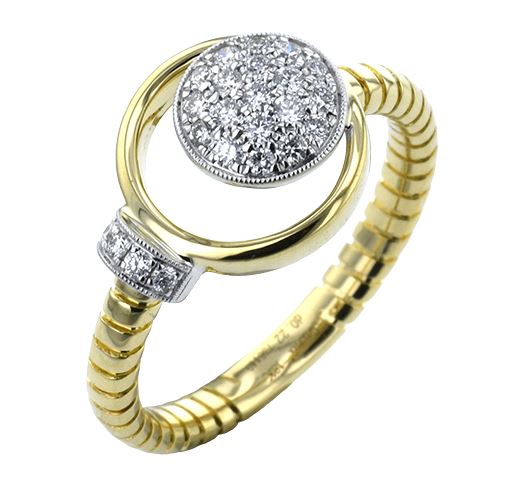 18k Two Tone Negative Space Diamond Fashion Ring .22 Ctw