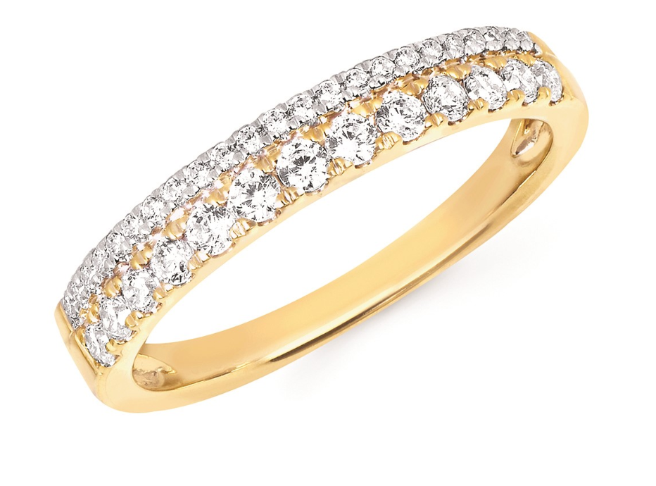 14k Two Tone Double Row Diamond Band .40 Ctw