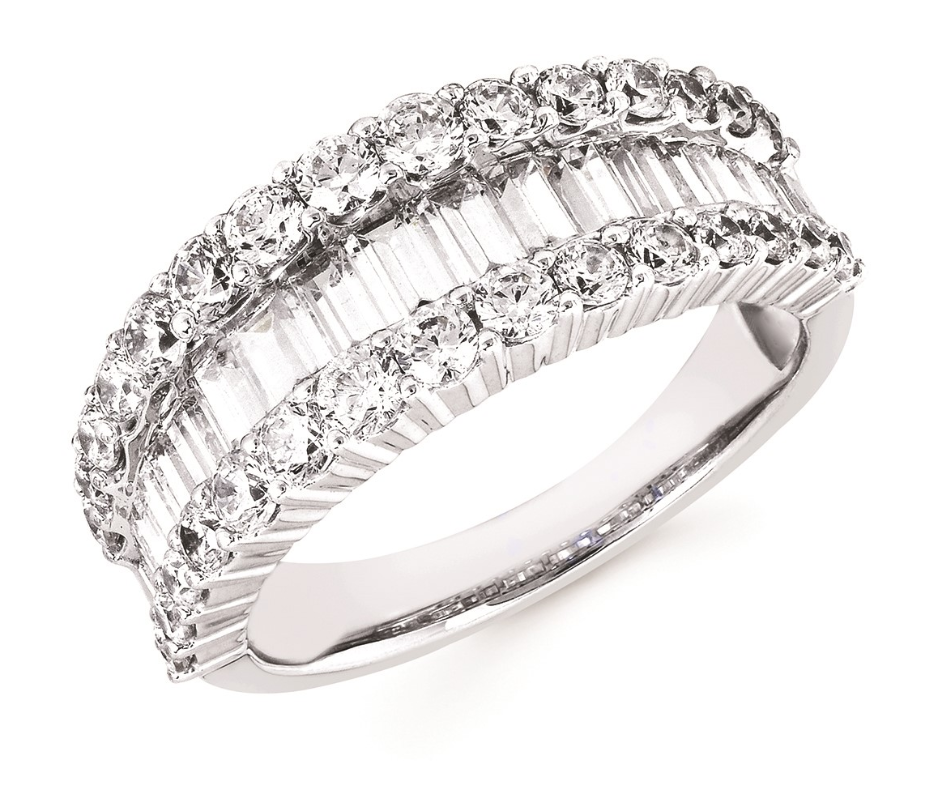 2.01cttw 14kt Wg 3-row Baguette And Rd Dia Fashion Ring G-i Vs1-si1 itemprop=