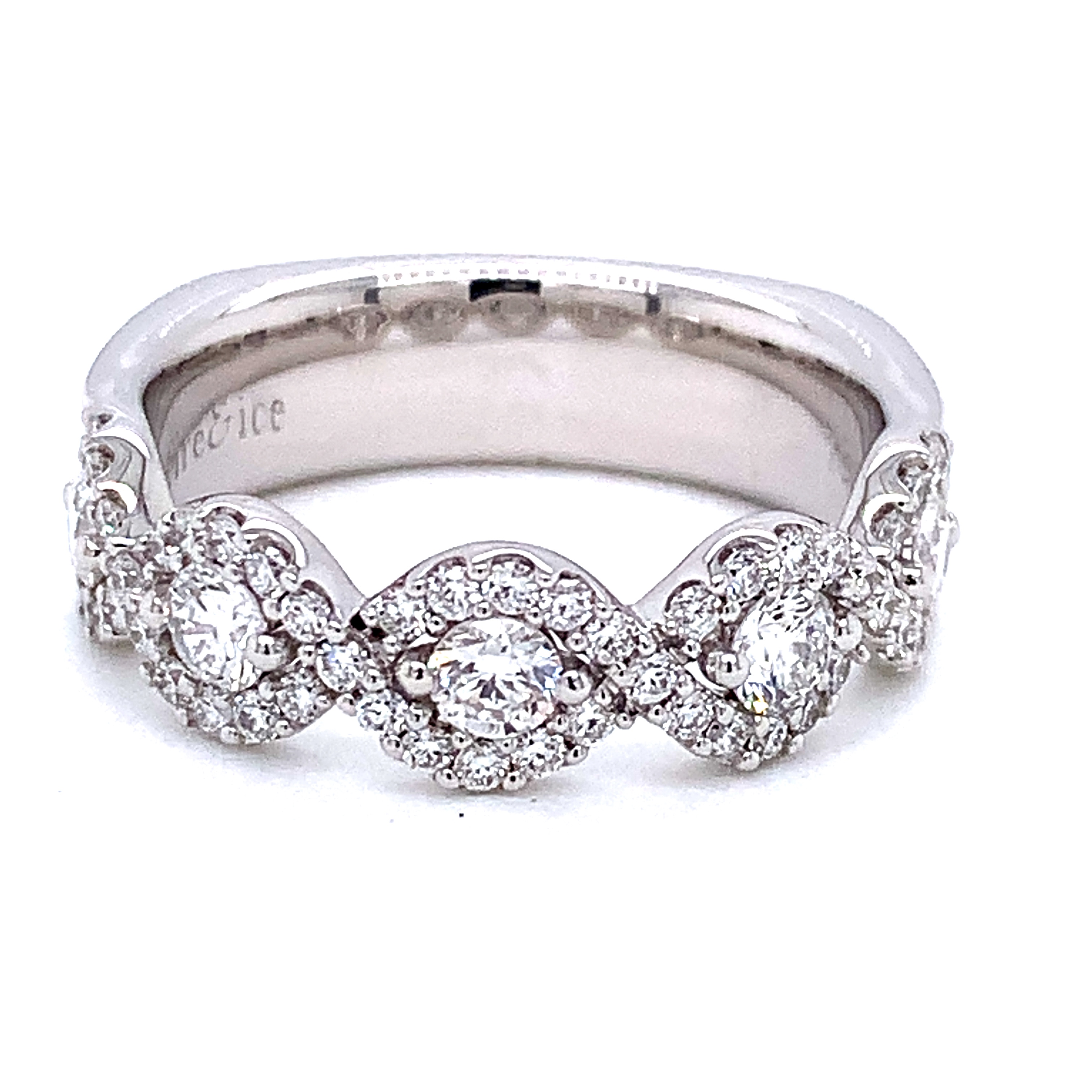 Fire & Ice .92cttw 18kt Wg Halfway Infinity Twist Dia Band W/ Euro Shank F-h Vs1-si1 itemprop=