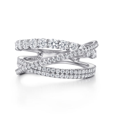 G&c 1.18ctw 14k Wg Layered Diamond Crossover Band Style Ring F-h Vs1-si1 Serial #s1966118 itemprop=