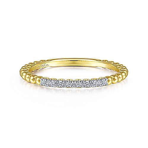 G&c .06cttw 14kt Yg Bujukan Ball And Diamond Stackable Ring F-g Vs1-vs2 Serial #s1949506