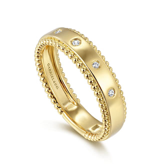 G&c .04cttw 14kt Yg Bujukan Flush-set Dia Stackable Band H-i Vs1-vs2 Serial #s1948964
