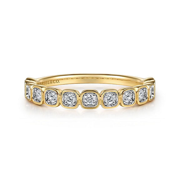 14k Yellow Gold Faux Bezel Diamond Band .21 Ctw