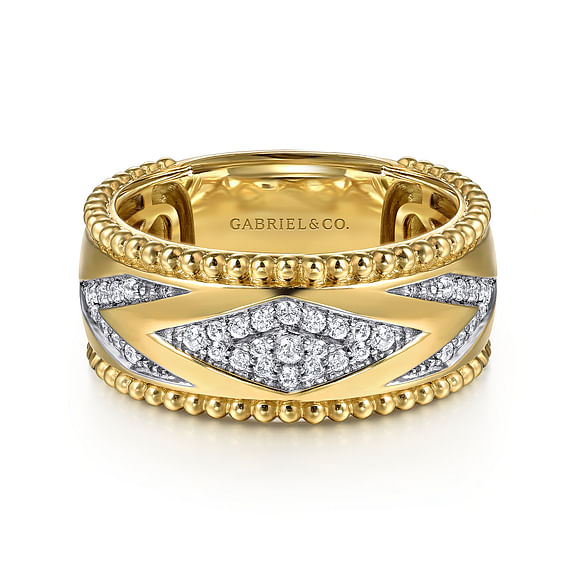 G&c .19cttw 14kt Yg Bujukan Diamond Wide Fashion Band Serial #s1965528 itemprop=